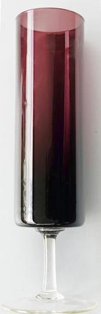 Strakke cilindervaas Empoli glas op voet Amethist MidCentury, Huis en Inrichting, Overige kleuren, Ophalen of Verzenden, Minder dan 50 cm