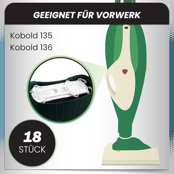 18 stofzuigerzakken - Vorwerk Kobold VK 135 136, Witgoed en Apparatuur, Stofzuigers, Nieuw, Stofzuiger, Stofzak, Ophalen