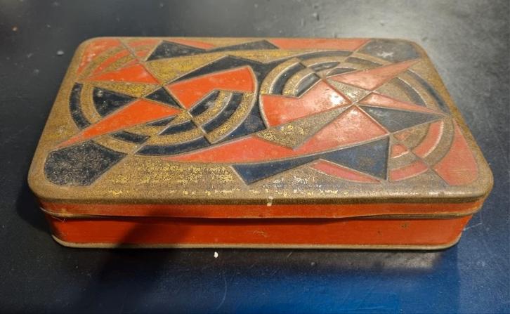 Art deco antiek blik jaren 30 - Kwadraat, Verzamelen, Blikken, Gebruikt, Overige, Overige merken, Ophalen of Verzenden
