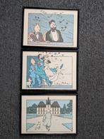 3 Ingelijste prenten van Kuifje  Hergé Moulinsart 1999, Ophalen of Verzenden, Kuifje, Zo goed als nieuw, Plaatje, Poster of Sticker