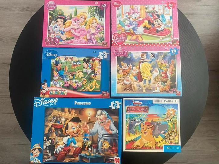 6 Disney Puzzels, Kinderen en Baby's, Speelgoed | Kinderpuzzels, Zo goed als nieuw, 2 tot 4 jaar, 10 tot 50 stukjes, Ophalen of Verzenden