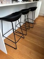 3 zwart leren barkrukken HAYAAS 39 about a stool hee welling, Huis en Inrichting, Ophalen, Met voetsteun, 60 tot 90 cm, Zo goed als nieuw