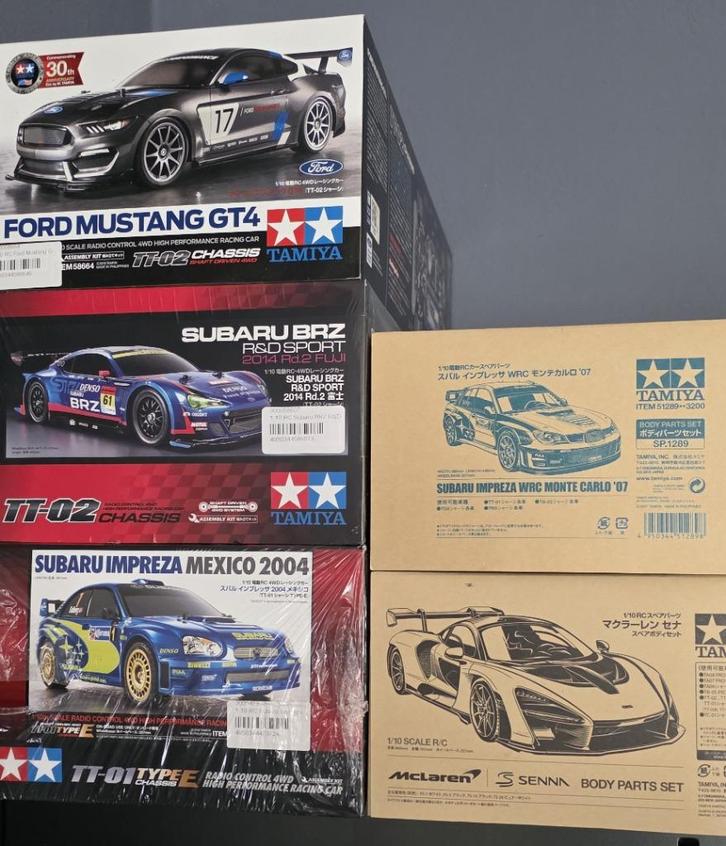Tamiya 3x 1:10 nieuw + 2 kappen nieuw + verf / benodigdheden, Hobby en Vrije tijd, Modelbouw | Radiografisch | Auto's, Nieuw, Auto onroad