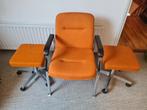 Retro vergaderstoel met 2 krukjes op wieltjes, Ophalen, Gebruikt