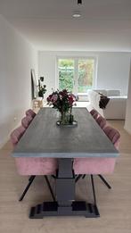 Eettafel La Provence + 6 Roze Draaistoelen – Complete Set, Ophalen, Gebruikt, 100 tot 150 cm, 200 cm of meer
