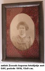 antiek Zweeds koperen fotolijstje met CdV, circa 1910, Ophalen of Verzenden, Koper