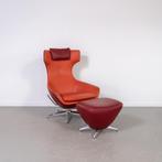 1x Leolux Caruzzo PLUS Fauteuil + Voetenbank Donkerrood Leer, Huis en Inrichting, Fauteuils, 75 tot 100 cm, Ophalen of Verzenden