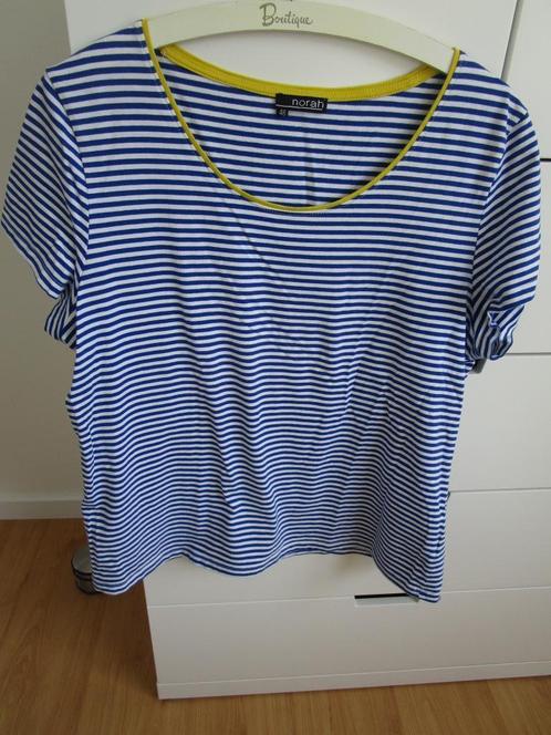 Norah - blauw/wit gestreept shirt maat 46, Kleding | Dames, T-shirts, Zo goed als nieuw, Maat 46/48 (XL) of groter, Blauw, Korte mouw