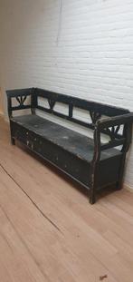 Vintage houten bankje met opbergruimte, Antiek en Kunst, Ophalen