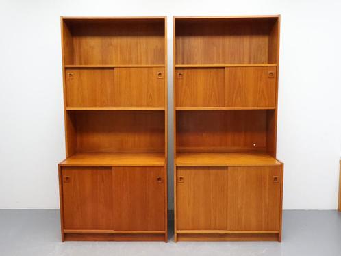 Deense boekenkasten teak vintage 2 delig, Huis en Inrichting, Kasten | Boekenkasten, Zo goed als nieuw, 50 tot 100 cm, 150 tot 200 cm