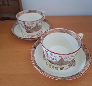 2 kop en schotels - decor Timor - Sarreguemines - Frankrijk beschikbaar voor biedingen