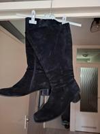 Zwarte lederen laarzen brede schacht, Ophalen of Verzenden, Zo goed als nieuw, Zwart, Hoge laarzen