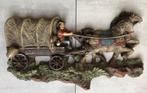 Gietijzeren 3D wanddecoratie Cowboy Huifkar 80 x 35 cm, Ophalen, Zo goed als nieuw