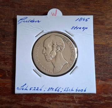 1 gulden 1845 Willem II - Streepje (positie B) ZELDZAAM beschikbaar voor biedingen