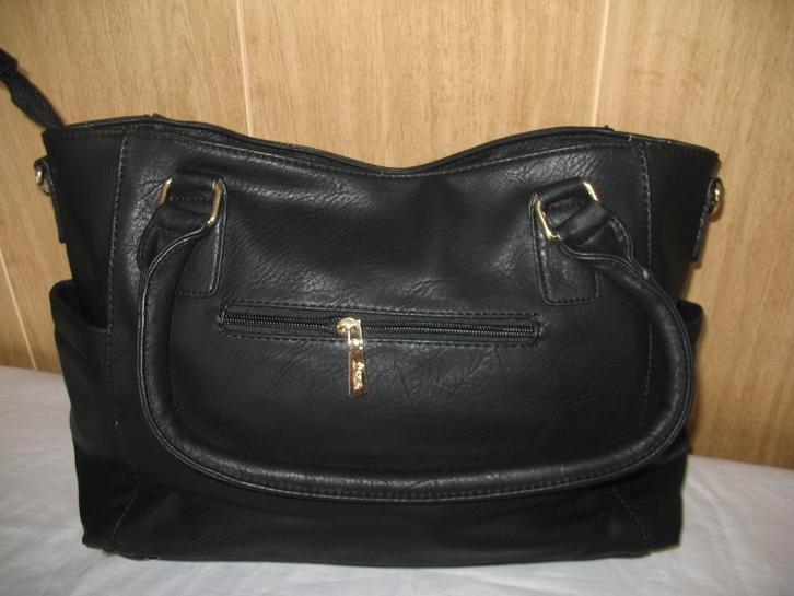 Shoppertas Zwart Vegan Leer+Goudklr Accent KS Vintage( nr2 ), Sieraden, Tassen en Uiterlijk, Tassen | Damestassen, Zo goed als nieuw