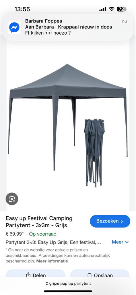 Easy Up Partytent 3x3m - Grijs - Nieuw in doos, Tuin en Terras, Partytenten, Nieuw, Partytent, 2 meter of meer, Minder dan 5 meter