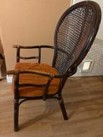 Vintage Rotan Stoel met Terra Kussen, Gebruikt, Bruin, Riet of Rotan, Ophalen of Verzenden