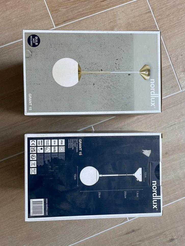 Nordlux Grant 15 design hanglamp messing, Huis en Inrichting, Lampen | Hanglampen, Nieuw, Minder dan 50 cm, Glas, Kunststof, Metaal
