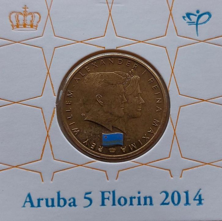 Aruba 5 florin penning 2014., Postzegels en Munten, Munten | Nederland, Losse munt, Ophalen of Verzenden
