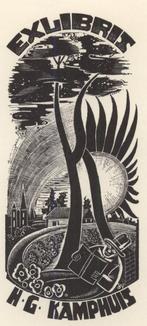 0384 Ex Libris Nederland : Cor de Wolff, 1943, Antiek en Kunst, Verzenden