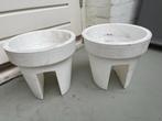 2 x Balkon bloemenpot wit, Ophalen, Kunststof, Balkon, Rond