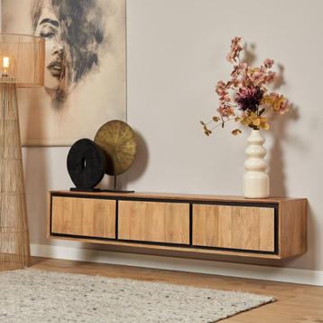 zwevend modern tv-meubel mangohout 160 cm VOORRAAD