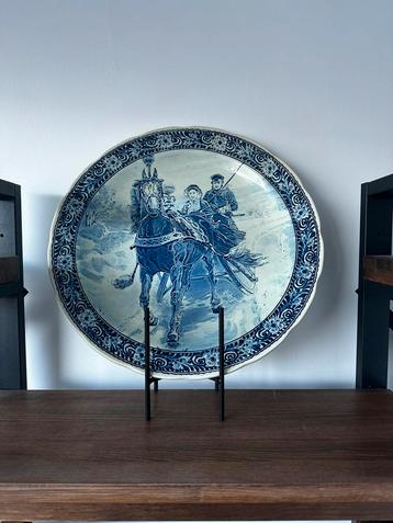 Antiek Delfts blauw bord groot beschikbaar voor biedingen