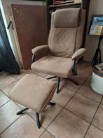 Relaxfauteuil Vincent inclusief hockers kleur Taupe., Huis en Inrichting, Fauteuils, Ophalen, Gebruikt, 50 tot 75 cm