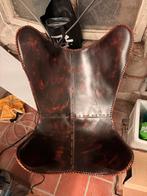 2 Leren Vlinder Fauteuils - Decoratief, Twee, Bruin, Leer, Ophalen of Verzenden