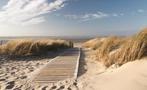Strand fotobehang - Loopplank vlies behang - Ook op maat, Verzenden, Natuur, strand,