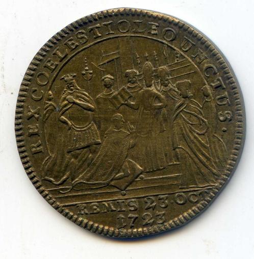 Frankrijk Jeton Consecratie Louis XV 1723 Reims, Postzegels en Munten, Penningen en Medailles, Overige materialen, Verzenden