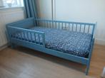 Blauw kinderbed met matras - gebruikt, Ophalen, Gebruikt, 70 tot 85 cm, Matras