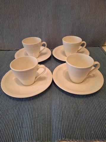 Royal Sphinx - 4 witte aardewerk espresso kop en schotels beschikbaar voor biedingen