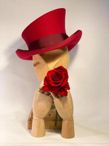 Rode victoriaanse hoge hoed heren dames steampunk top hat beschikbaar voor biedingen