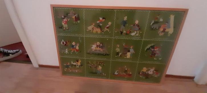 Geborduurd schilderij - Oud Hollandse liedjes, Antiek en Kunst, Antiek | Kleden en Textiel, Ophalen