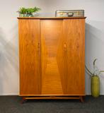 Vintage kledingkast jaren 60/70 retro teak linnenkast kast, Ophalen, 100 tot 150 cm, Met hangruimte, Midcentury louis van Teeffelen Deens design