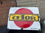 Mooi emaille CELOR olie bord. 75 x 65 cm., Ophalen of Verzenden, Gebruikt, Reclamebord
