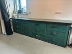 Industriële werkbank/dressoir – origineel bakkerijmeubel, Ophalen, Gebruikt, Vintage, 200 cm of meer