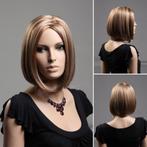 Luxe pruik bob model mix blond en bruin, Sieraden, Tassen en Uiterlijk, Uiterlijk | Haarverzorging, Verzenden, Nieuw, Pruik of Haarverlenging