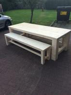 Tuinset / Steigerhouten kloostertafel met 2 kloosterbankje, Ophalen of Verzenden, Nieuw