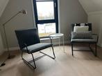 Loods 5 HOME 2x fauteuil (staal/stof) grijs met zwart staal, Huis en Inrichting, Stoelen, Ophalen, Twee, Zo goed als nieuw, Metaal