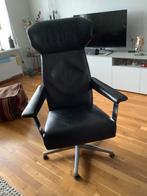 Echt rundlederen fauteuil in de kleur nero., Ophalen, Gebruikt, Minder dan 75 cm, Leer