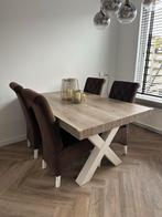 Eettafel met 6 stoelen - 164x102cm - Goede staat!, Ophalen, Gebruikt, Bruin, Vijf, Zes of meer stoelen