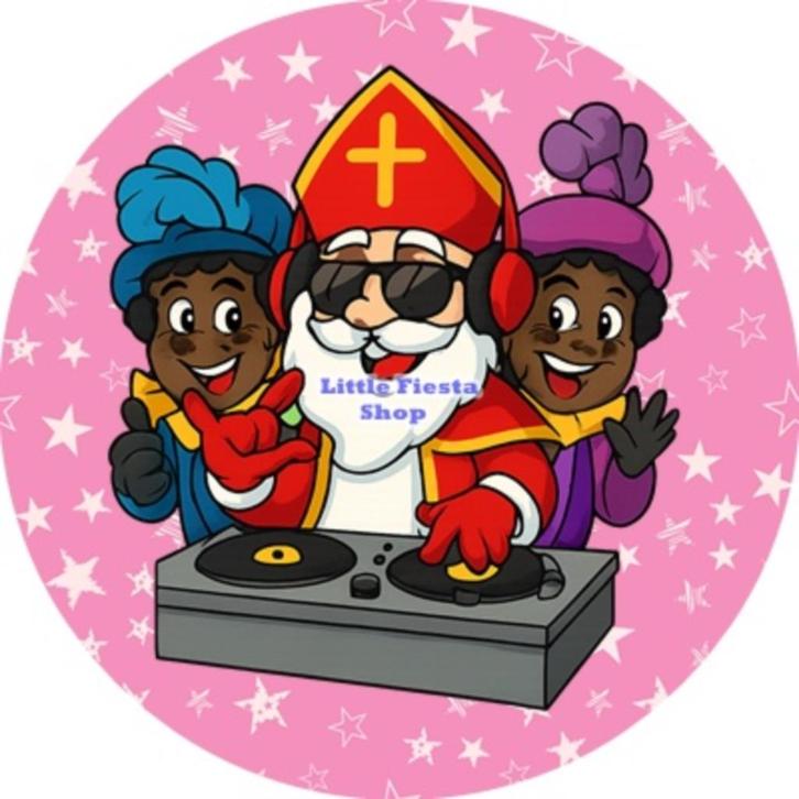 L458 icing frosting dj sint en pieten 20cm eetbare taart top, Hobby en Vrije tijd, Taarten en Cupcakes maken, Nieuw, Versiering