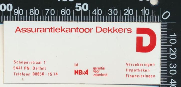 Sticker: Assurantiekantoor Derks - Oeffelt (2), Verzamelen, Stickers, Zo goed als nieuw, Bedrijf of Vereniging, Ophalen of Verzenden