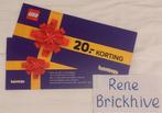 Gezocht: intertoys Lego waardebonnen €20, Tickets en Kaartjes, Twee personen, Cadeaubon