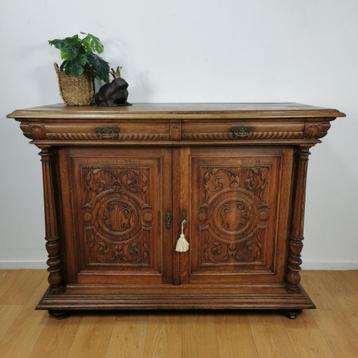 Antiek Vintage landelijke eiken dressoir wandkast ladekast 2 beschikbaar voor biedingen