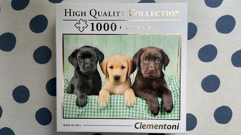 Clementoni puzzel 1000 stukjes puppies, honden, labradors, Ophalen of Verzenden, Zo goed als nieuw