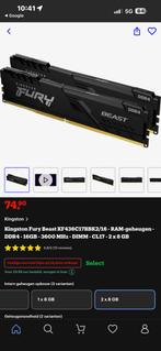 2x8 ram fury ram, Computers en Software, RAM geheugen, DDR4, Ophalen of Verzenden, Zo goed als nieuw, Desktop