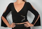 Lissa Paris Cut-Out Wrap Top  – Black, Metal Side Buckle, Verzenden, Zwart, Zo goed als nieuw, Lange mouw